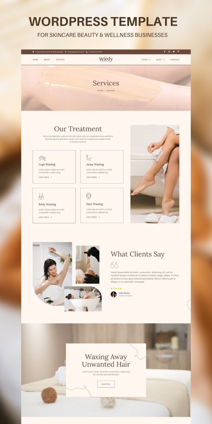 Waxly WordPress Website Template DIY Web Design for Beauty Wellness Waxly WordPress Website Template DIY Web Design for Beauty Wellness