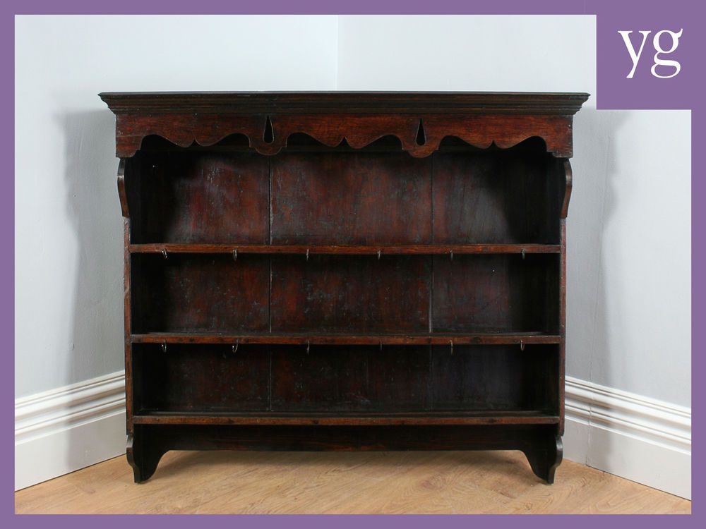 Antique George Iii Welsh Oak Hanging 4ft 8 Deft Wall Shelf Plate Antique George Iii Welsh Oak Hanging 4ft 8 Deft Wall Shelf Plate Cup Rack C1760 In Antiques Furniture Other Ebay