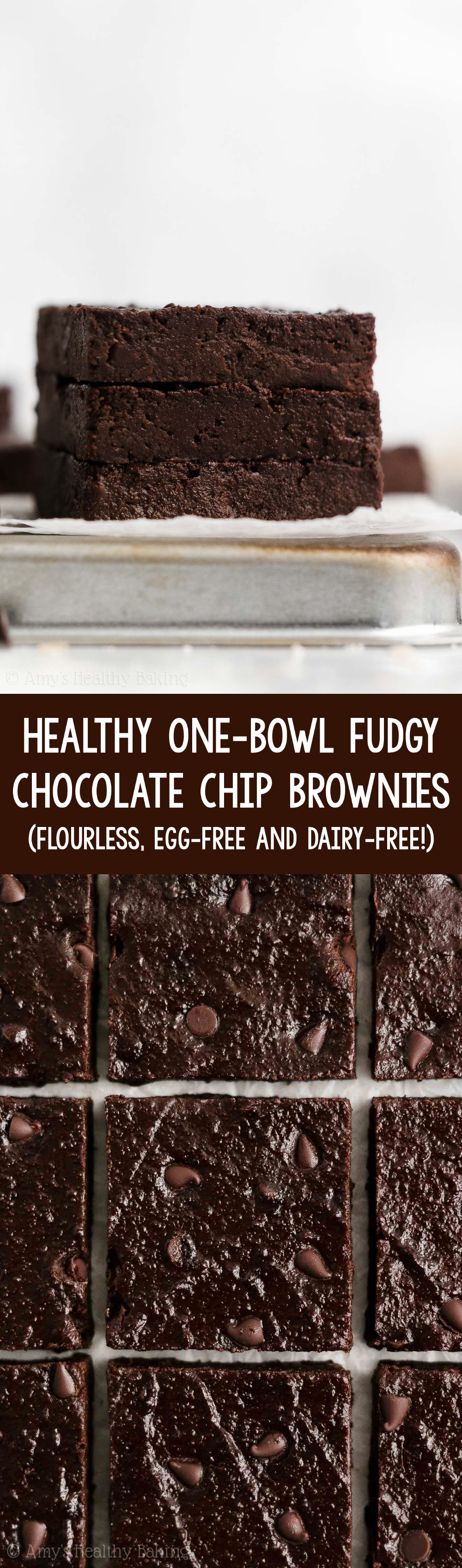 The ULTIMATE Healthy One-Bowl Fudgy Flourless Chocolate Chip Brownies – the BEST brownies you’ll EVER have! They literally taste like squares of fudge! SO easy to make & they have no eggs or dairy too! ♡ best gluten free vegan brownies. easy clean eating dairy free brownies recipe. fudgy flourless eggless cocoa powder brownies. Fudgy Vegan Brownies, Vegan Gluten Free Brownies, Chocolate Chip Brownies, Chocolate Cookie Recipes, Flourless Chocolate, Gluten Free Desserts, Brownie Recipes, Vegan Chocolate, Brownies Easy
