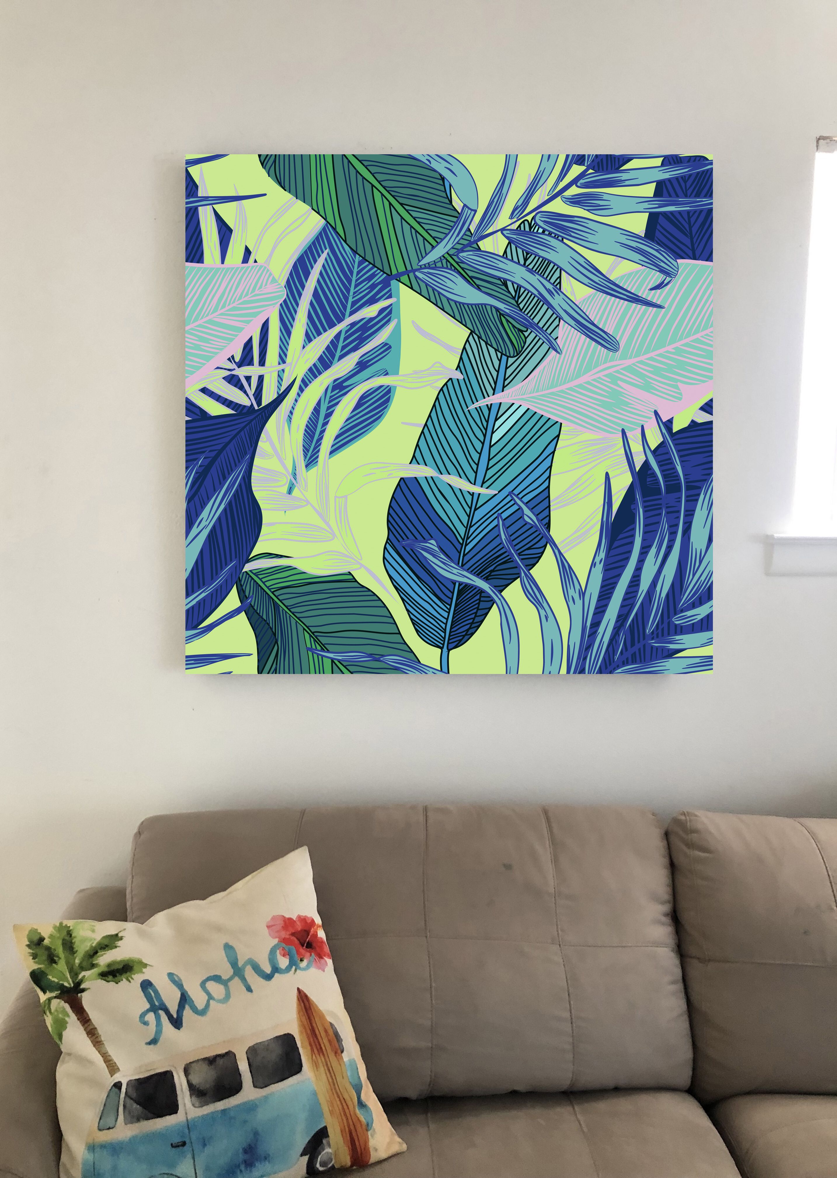 Lime Green Tropical Floral Canvas Tropical wall art, Art, Abstract Lime Green Tropical Floral Canvas Tropical wall art, Art, Abstract