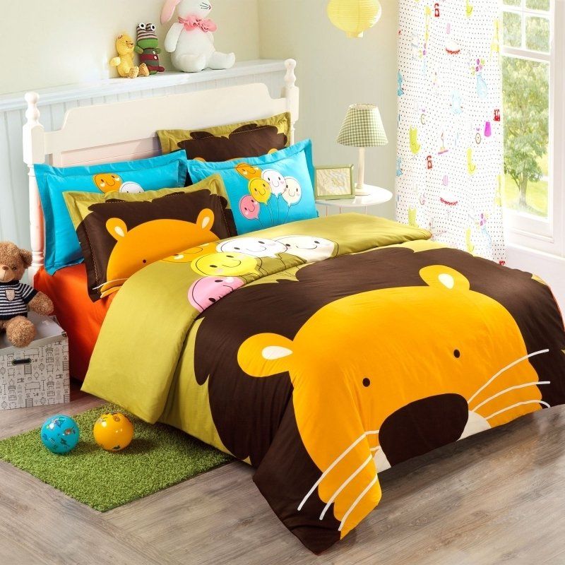 Chocolate Brown Yellow And Lime Cute Forest Animal Lion King - Lion King Bedding Twin Chocolate Brown Yellow And Lime Cute Forest Animal Lion King - Lion King Bedding Twin