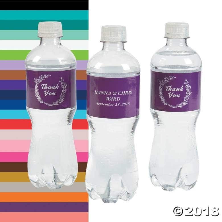 Personalized Laurel Leaf Water Bottle Labels | Water bottle labels wedding, Wedding bottle ...