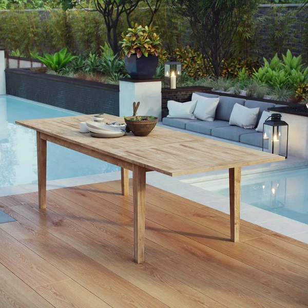 Modway Marina Extendable Outdoor Patio Teak Dining Table Modway Marina Extendable Outdoor Patio, Modway Marina Teak Wood Outdoor Patio Round Coffee Table In Natural