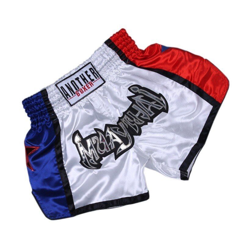 MUAY THAI KICK BOXING SHORTS SPORT WEAR FIGHTING WHITE-GRAY POPULAR MEN//WOMEN