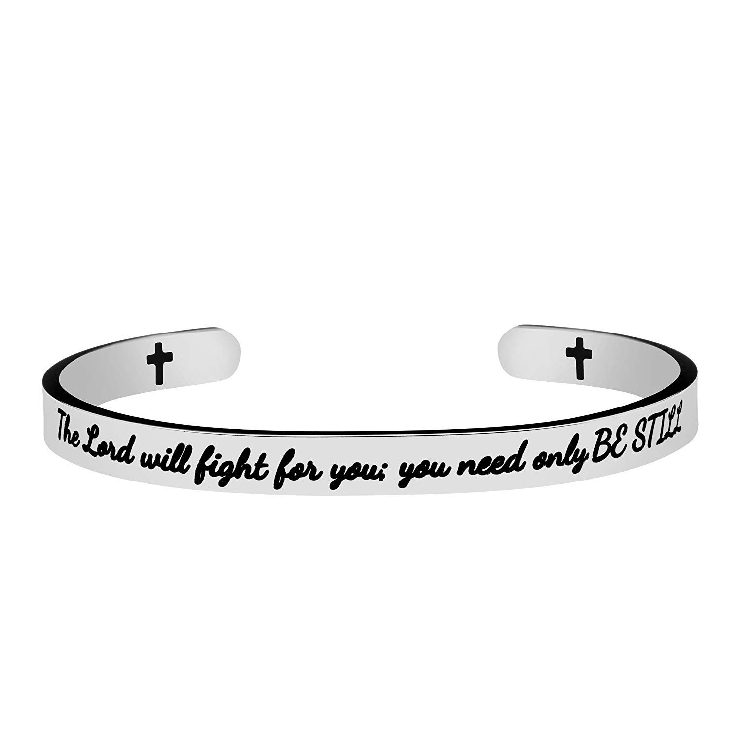 Yiyang Bracelet for Friends Inspirational Cuff Bangle Stainless Steel Jewelry Gift Mantra