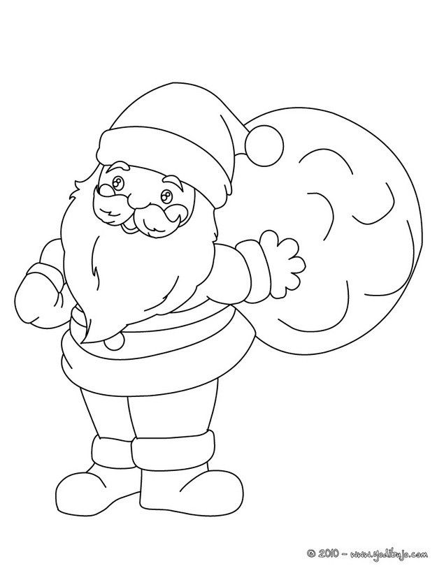 Dibujo Para Colorear Papa Noel Con Su Bolsa De Regalos Para Niños Santa Claus Para Colorear Páginas Para Colorear Regalos Para Niños