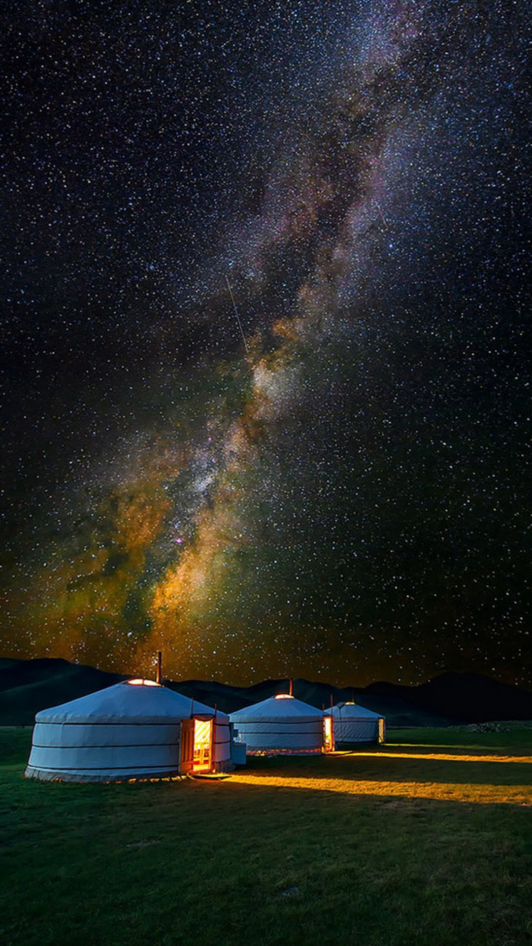 mongolian yurt camp milky way stars iphone 6 plus wallpaper