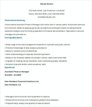 Assistant Finance Manager resume template Sample , Finance Manager - finance manager resume sample Assistant Finance Manager resume template Sample , Finance Manager - finance manager resume sample