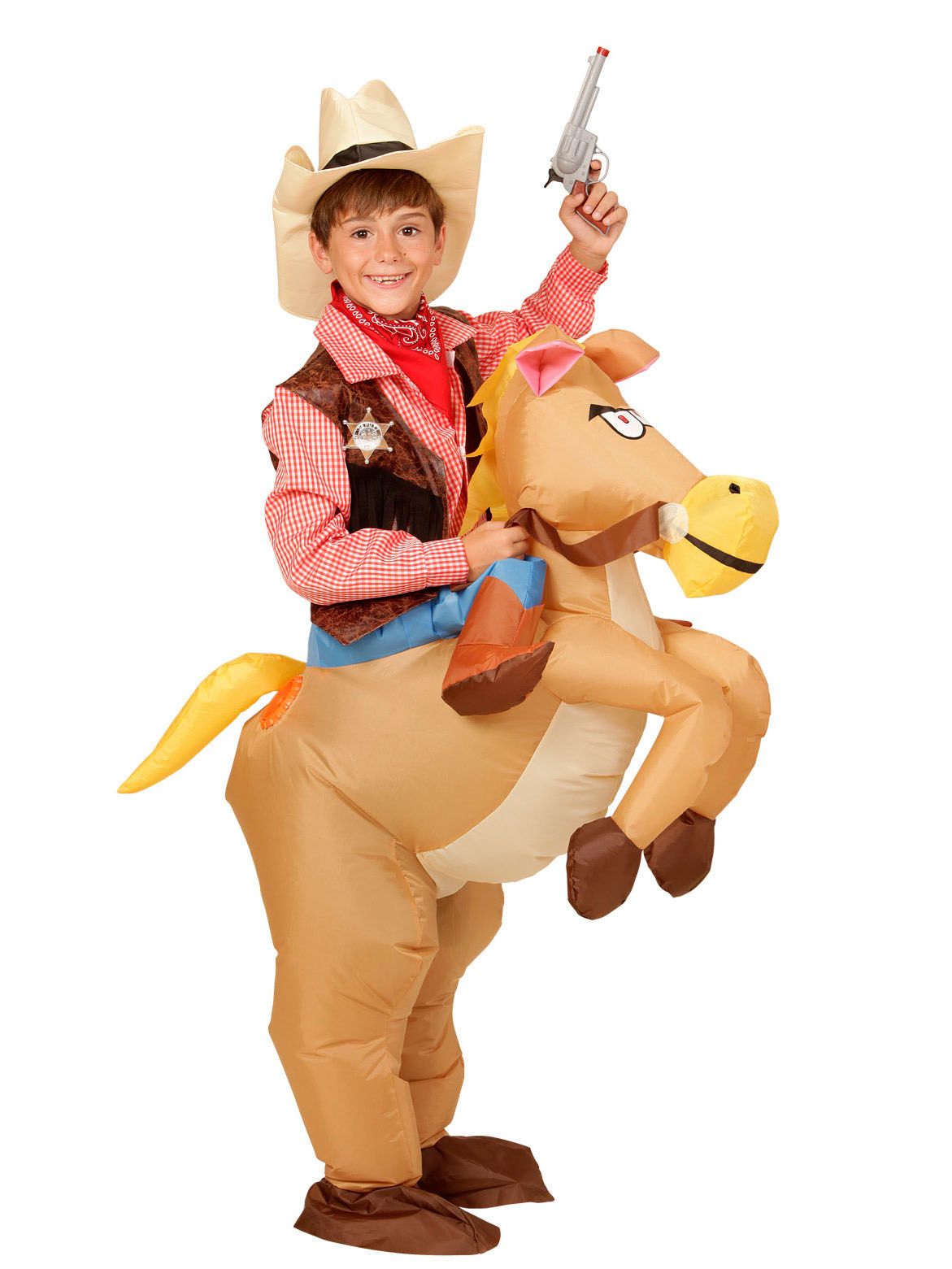 Inflatable Cowboy Costume Adult Men Women Kid Halloween Cosplay Horse Rider Suit