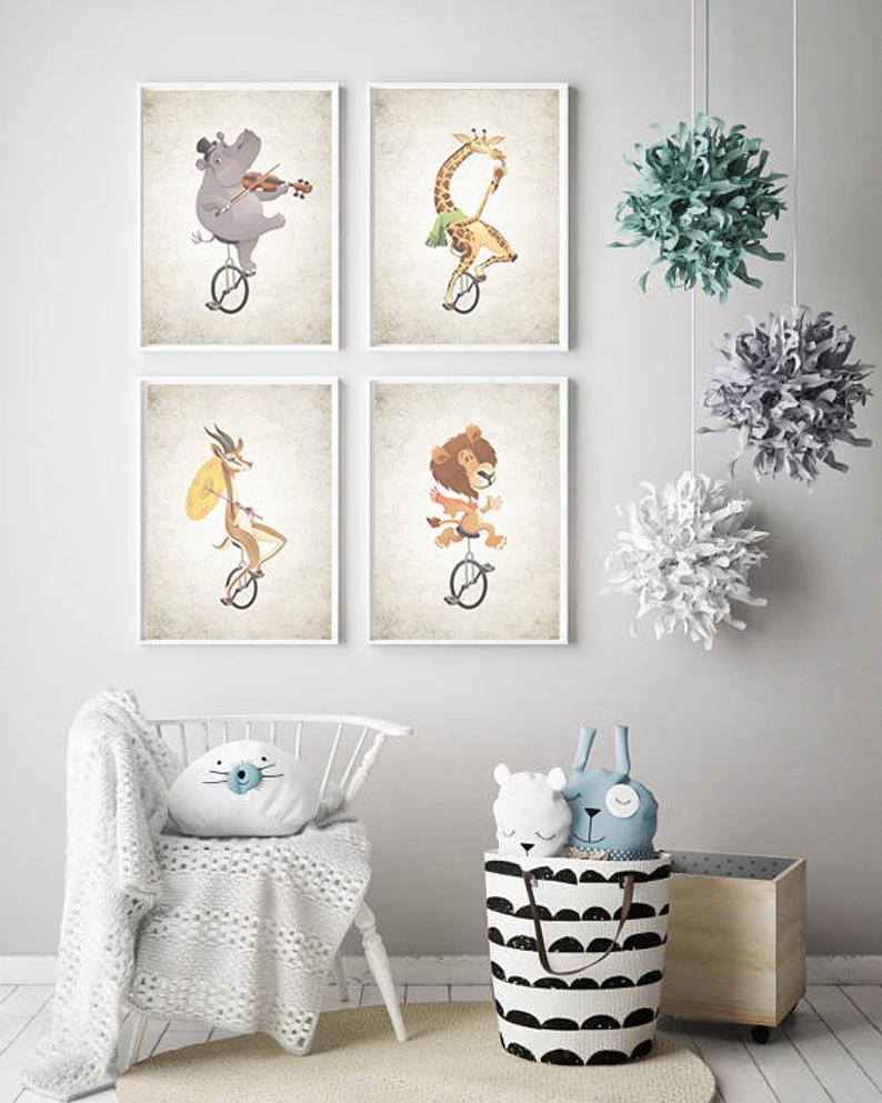 Vintage Nursery Prints Animal Print Set Of 4 Rustic Animal Etsy Boys Room Wall Art Minimalist Kids Room Etsy Wall Art