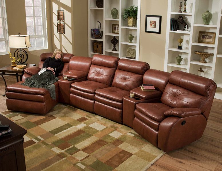 Curved Four Cushion Sofa Custom Full Grain Leather Couches
