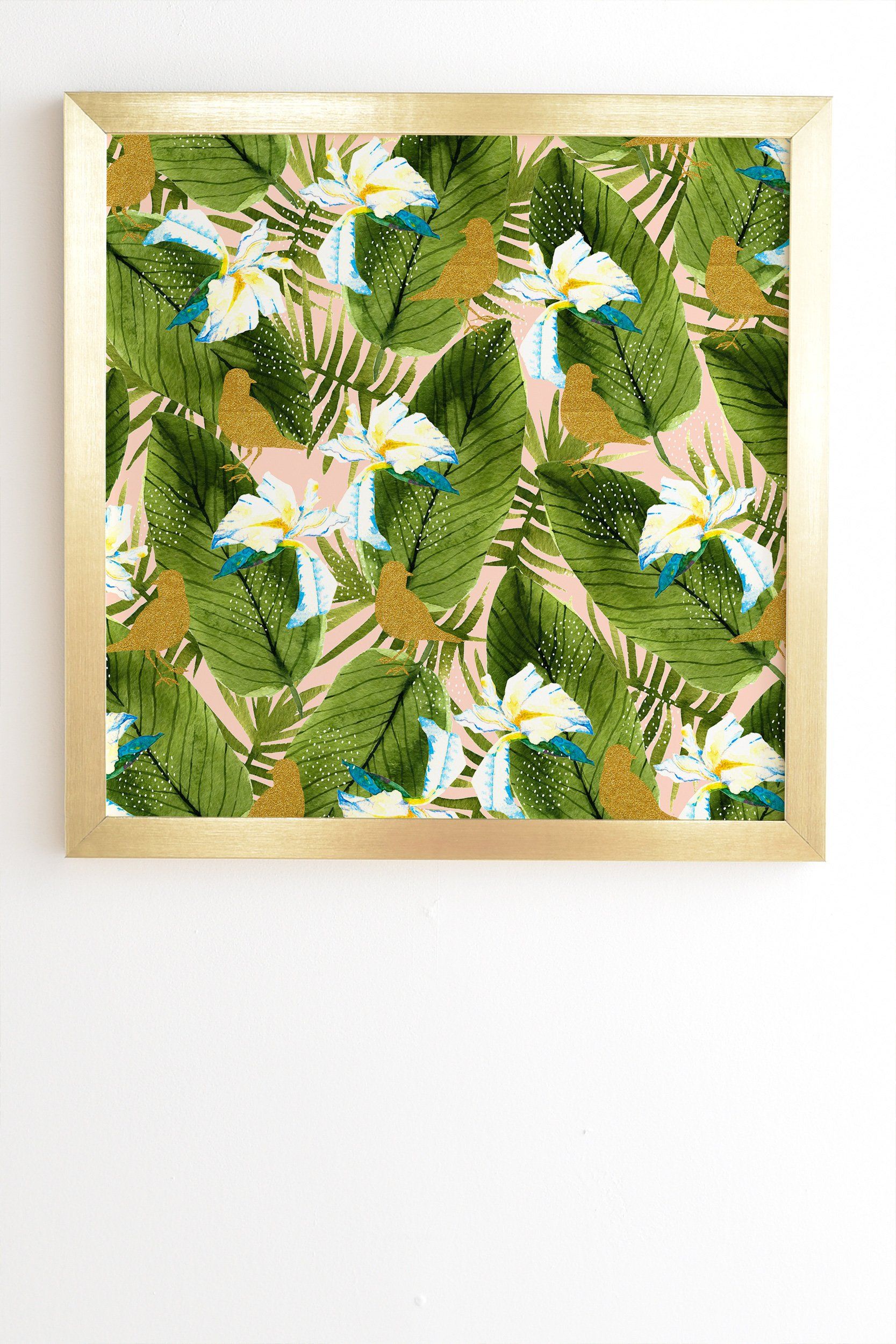 Golden Birds In The Rainforest Gold Framed Wall Art Marta Barragan Camarasa In 2020 Gold Frame Wall Frames On Wall Framed Wall Art