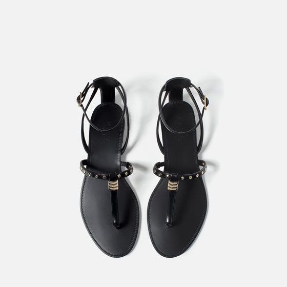 zara studded flat sandals