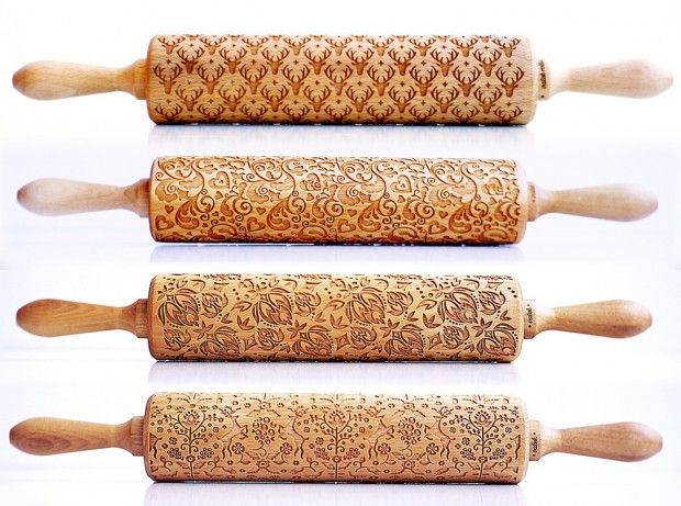 KOBWA Rouleau /à P/âtisserie en Bois Motif No/ël,Rouleau /à Biscuits Grav/é pour la D/écoration de G/âteau