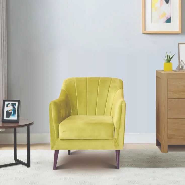 Lime Green 1 Seater Sofa is brought to you a modern and spacious sofa set for your living room. It has a classic design that enhances the ambiance of your living room. This Sofa comes with a relaxed and premium quality of foam with good density. To give you an additional comfortable and convenient feel with the best quality of upholstery. The best part is, it comes with a good price without compromising on quality. Buy this sofa today! Spacious Sofa, 3 Seater Sofa, Sofa Set, Tub Chair, Velvet Fabric, Lime Green, Accent Chairs, Armchair, Upholstery