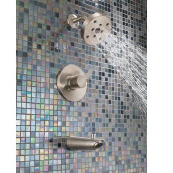Delta Compel Thermostatic Volume Control Tub And Shower Faucet Trim With Lever Handles And Monitor Shower Faucet Tub Shower Faucets Shower Tub