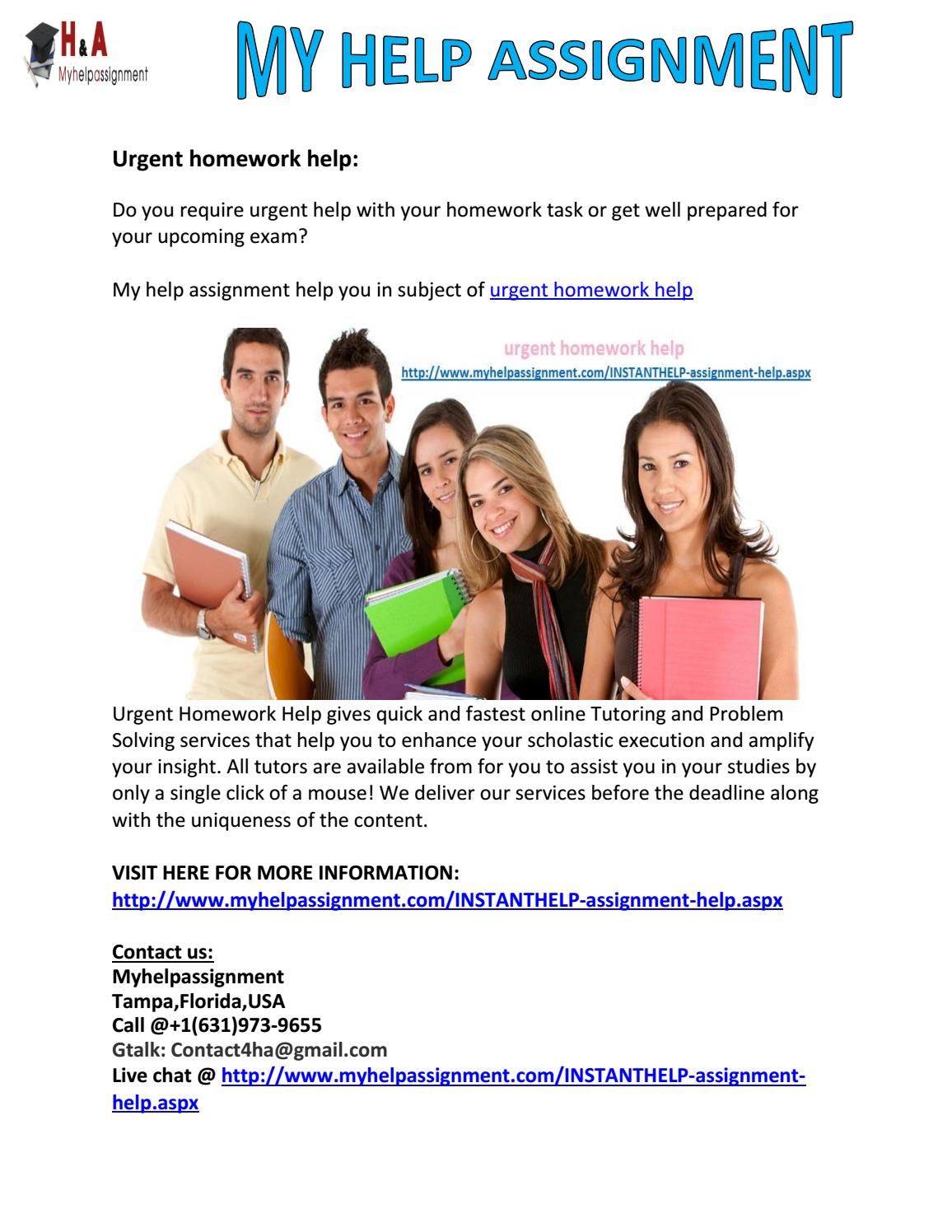 Urgent homework help online