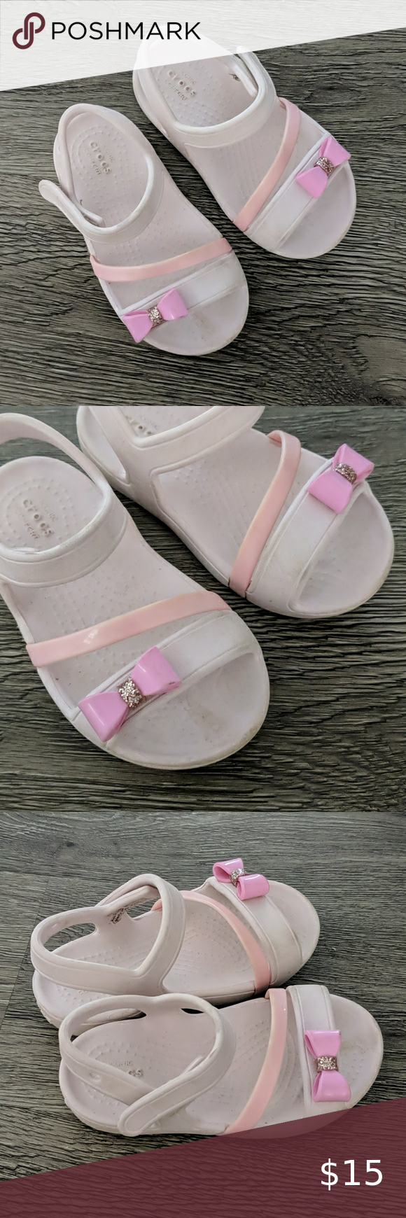 Pink Crocs Sandals With Bow Pink Crocs Crocs Sandals Crocs Size