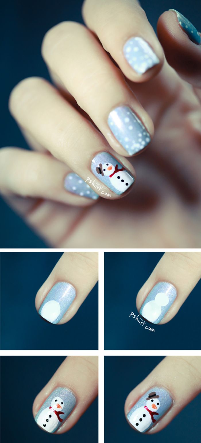 Holiday Nails Easy, Diy Christmas Nail Art, Holiday Nail Art, Christmas Nail Art Designs, Winter Nail Art, 15 Christmas, Christmas Snowman, Winter Art, Fabulous Christmas