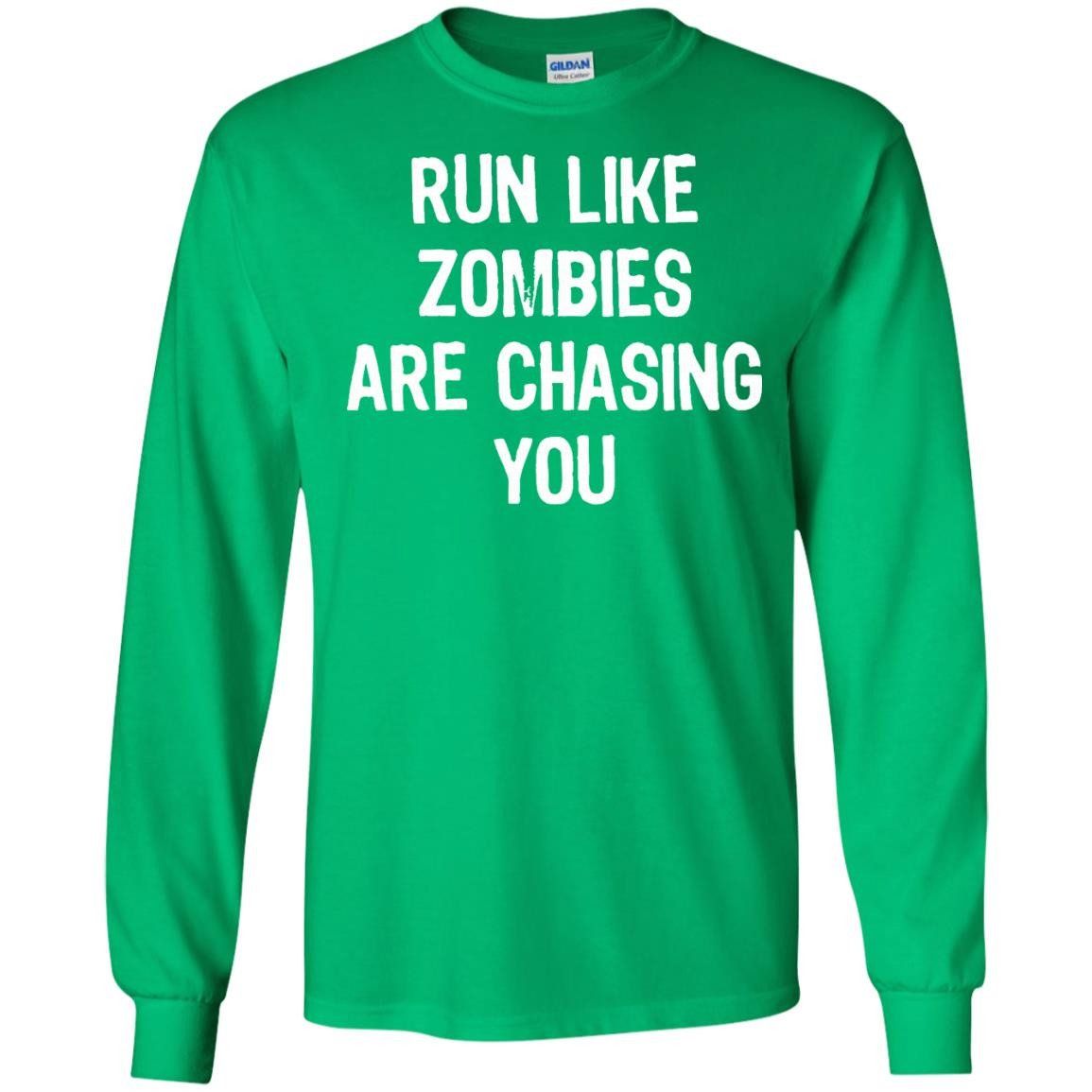 Mens Long Sleeve Cotton Hoodie Run Like Zombies are Chasing You Sweatshirt