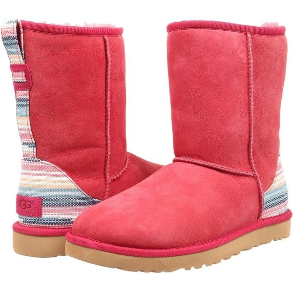 Womens Boots UGG Classic Short Serape Sunset Red Twinface Womens Boots UGG Classic Short Serape Sunset Red Twinface