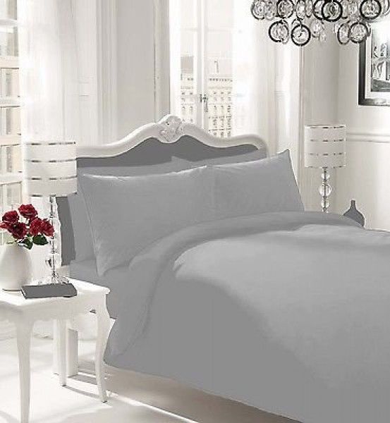Plain Dyed PolyCotton Duvet Cover+PillowCases Bedding Set Double King SuperKing
