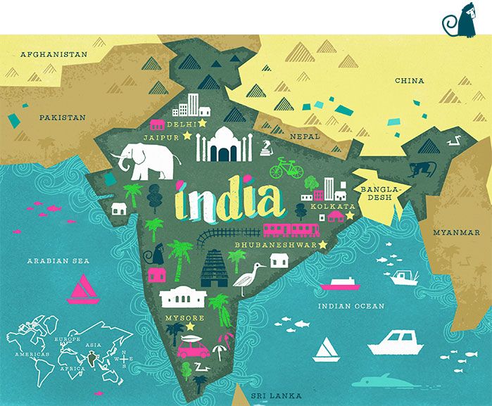 Children's Clothes for Kids, Baby & Newborn | India poster, India map, Illustrated map