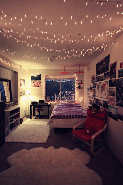 Ordinary Fairy Lights Bedroom Ideas Part - 3: 16 Teenage Girl Bedroom Decors With Light U2013 Top Easy Interior DIY Design Project