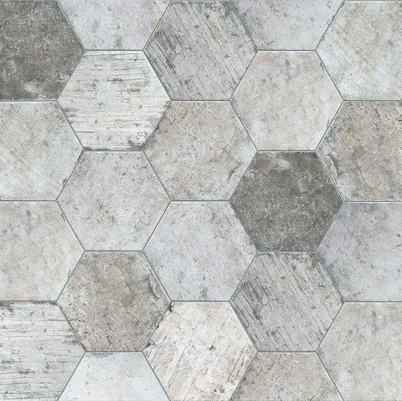 Wisconsin Grey Mix Hexagon Shape Porcelain Floor Tiles Rustic Wisconsin Grey Mix Hexagon Shape Porcelain Floor Tiles Rustic Traditional