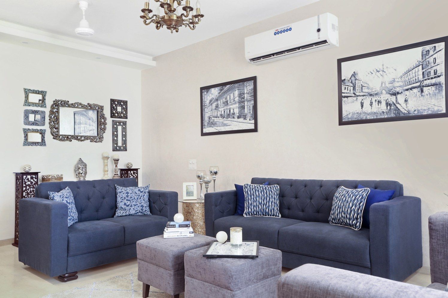 indigo blue sofas and stools urbanclaphomes homedecor