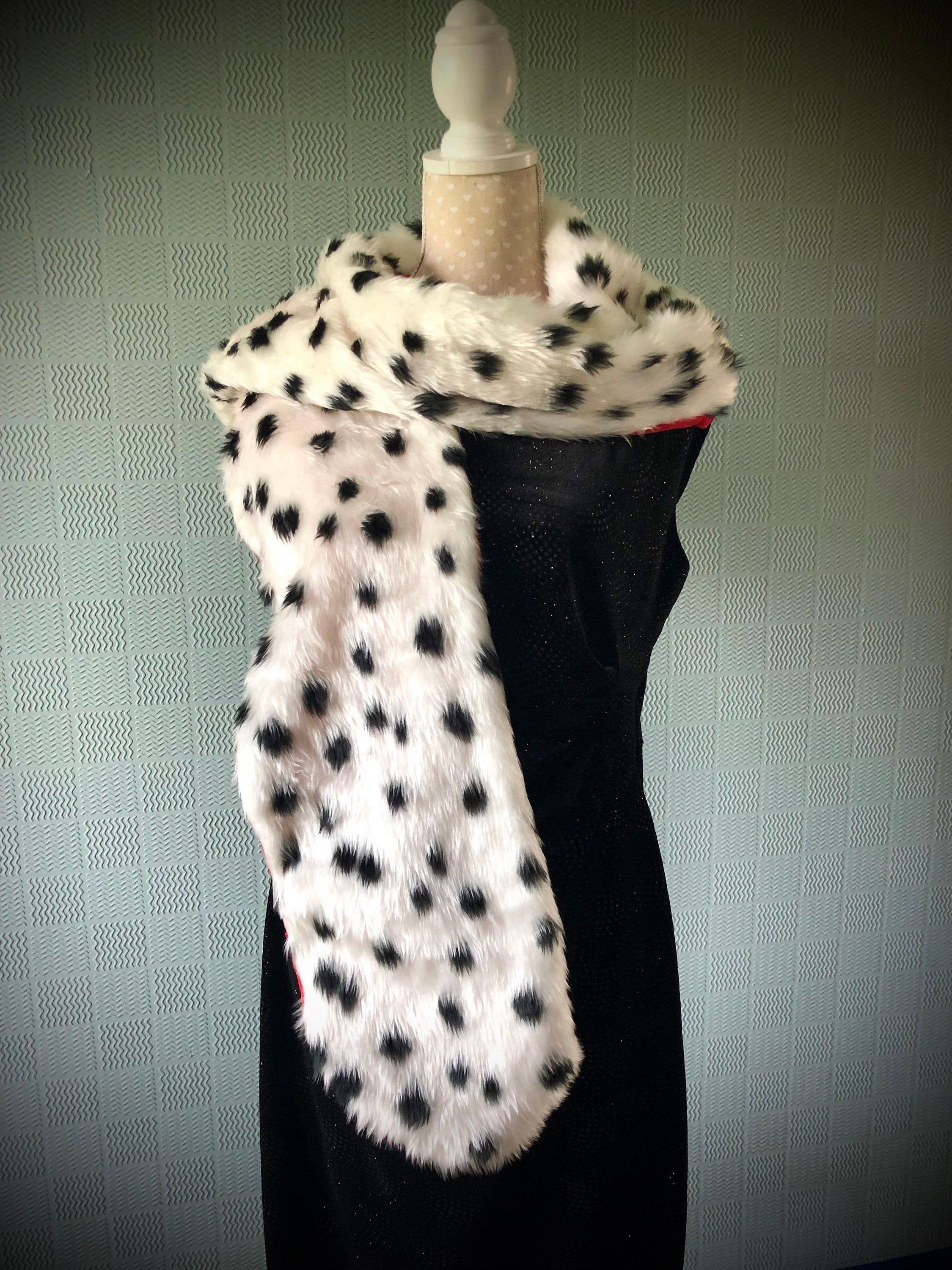 Nero e Bianco Scialle in pelliccia sintetica Dalmata Print Wrap Cruella De Ville rubato