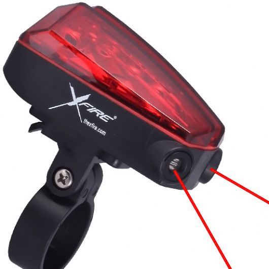 2 Laser+5 LED Rear Bike Bicycle Tail Light Beam Safety Warning Red Lamp