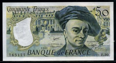 Bank France Money Currency 50 French Francs Banknote Bill Bank France Money Currency 50 French Francs Banknote Bill