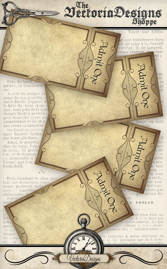 Printable Blank Tickets steampunk style add text admit one Etsy