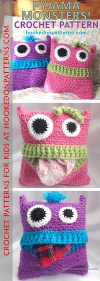 Pyjama Monsters Case Crochet Pattern Crochet Pajamin Bag Bed Buddy Pillow