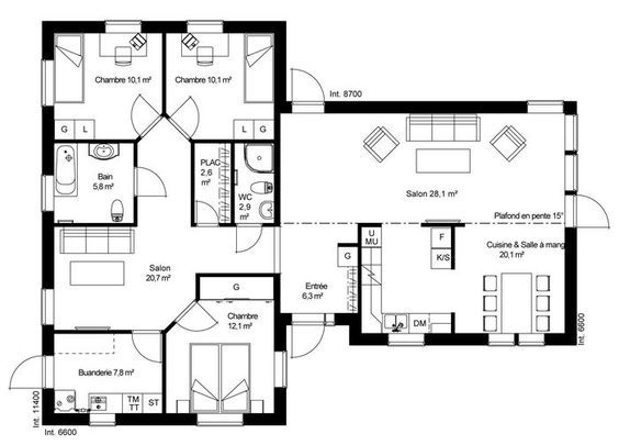 plan RDC Maison ossature bois suédoise basse consommation provenant - plan maison une chambre plan RDC Maison ossature bois suédoise basse consommation provenant - plan maison une chambre