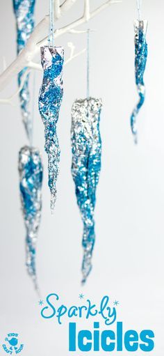 WINTER ICICLE CRAFT - This Sparkly Icicle Craft is a fun Winter craft for kids. Used as Christmas ornaments or for snowy displays they brings the beauty & magic of Winter inside. #Winter #WinterCrafts #WinterCraftIdeas #Icicles #IcicleCraft #WinterArt #WinterActivity #WinterActivitiesForKids #KidsCrafts #CraftsForKids #WinterCraftIdeas Winter Crafts For Toddlers, Winter Activities For Kids, Winter Kids, Christmas Crafts For Kids, Winter Christmas, Holiday Crafts, Fun Crafts, Christmas Gifts, Indoor Activities