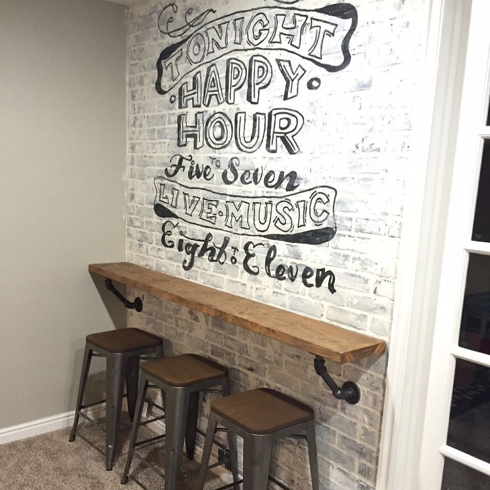 Kirsie Oohlahlahdesigns On Instagram Faux Brick Wall Tutorial Ghost Wall Art Diy Accent Wall Accent Wall Id Game Room Basement Game Room Bar Diy Home Bar