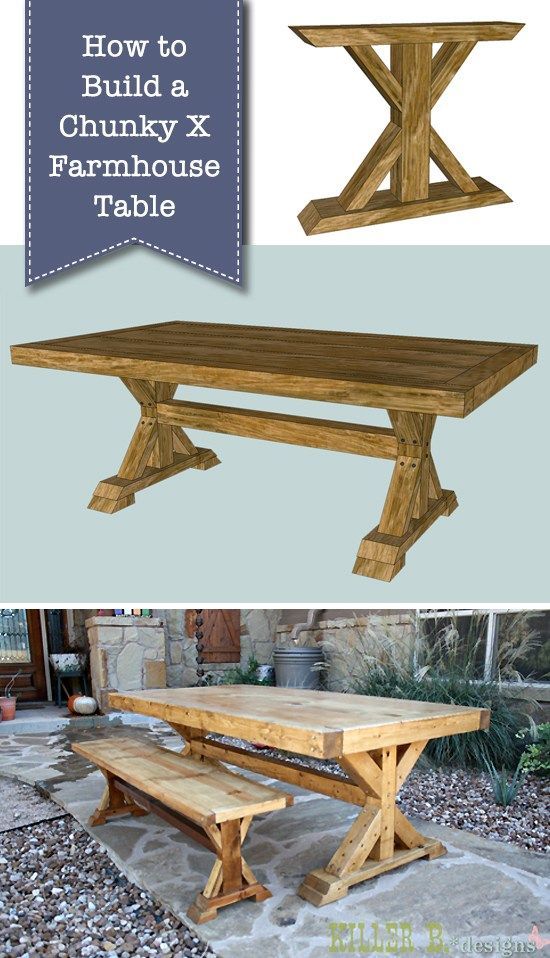 How to Build a Chunky X Farmhouse Table