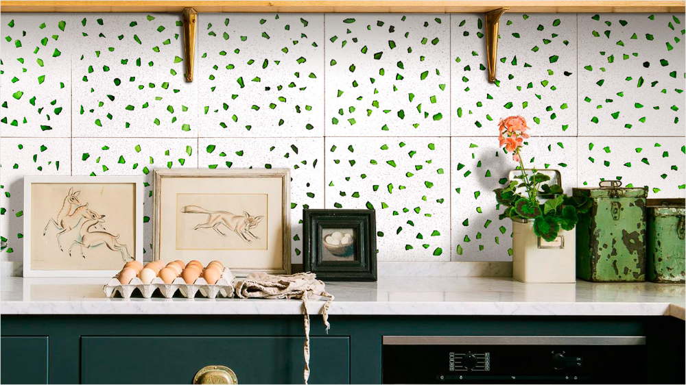 Terrazzo factory tiles, slabs and modular furniture