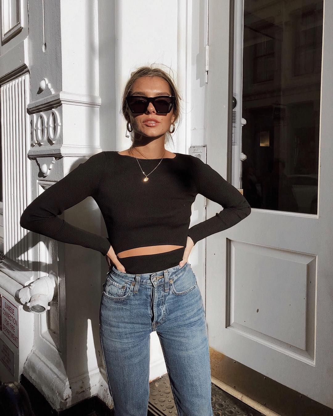 Lauren Burke in the Yacine Longsleeve Fashion, Denim outfit, Outfit