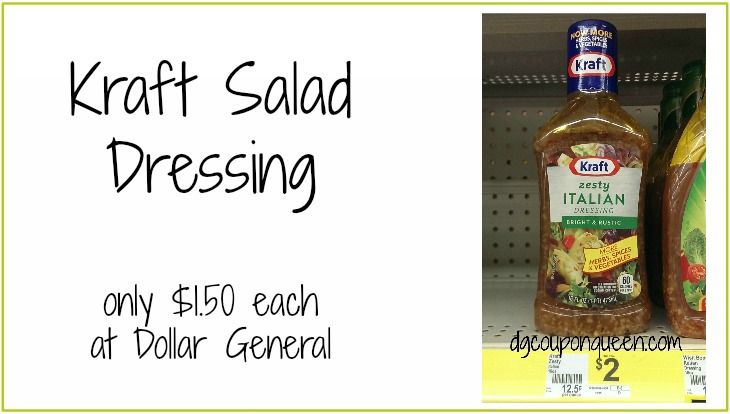 Kraft Salad Dressing only 1.50 each at Dollar General! DG Coupon Kraft Salad Dressing only 1.50 each at Dollar General! DG Coupon