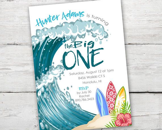 the big one invitation surfs up birthday invitation printable