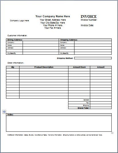 A blank invoice is the compulsory and mandatory requirement of every