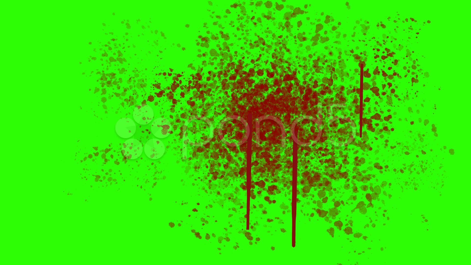 Blood Splatter On The Wall On A Green Screen Background Stock