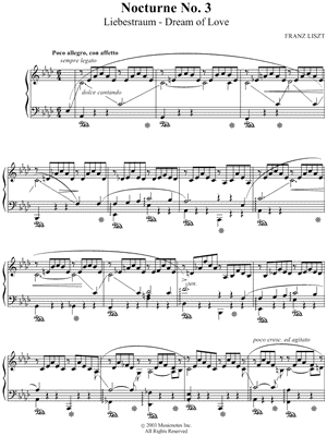 Franz Liszt Nocturne No 3 Sheet Music Piano Solo In Ab Major Download Print Bladmuziek Piano Piano Bladmuziek