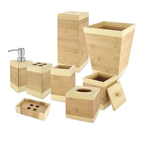 Wastebasket Home Basics Bamboo Bathroom Accessory Collection