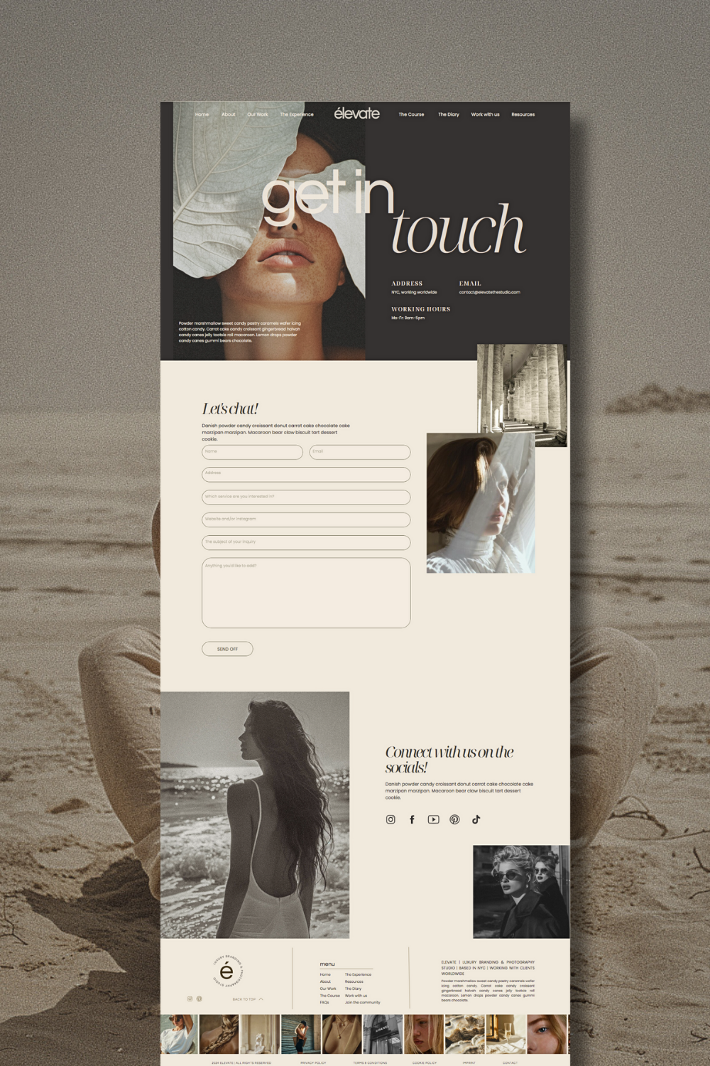 Elegant, modern, luxury website & brand design for photographers, luxury brands, interior designers