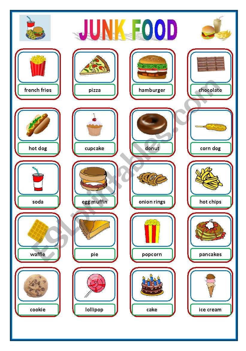 Junk Food Pictionary Flashcards