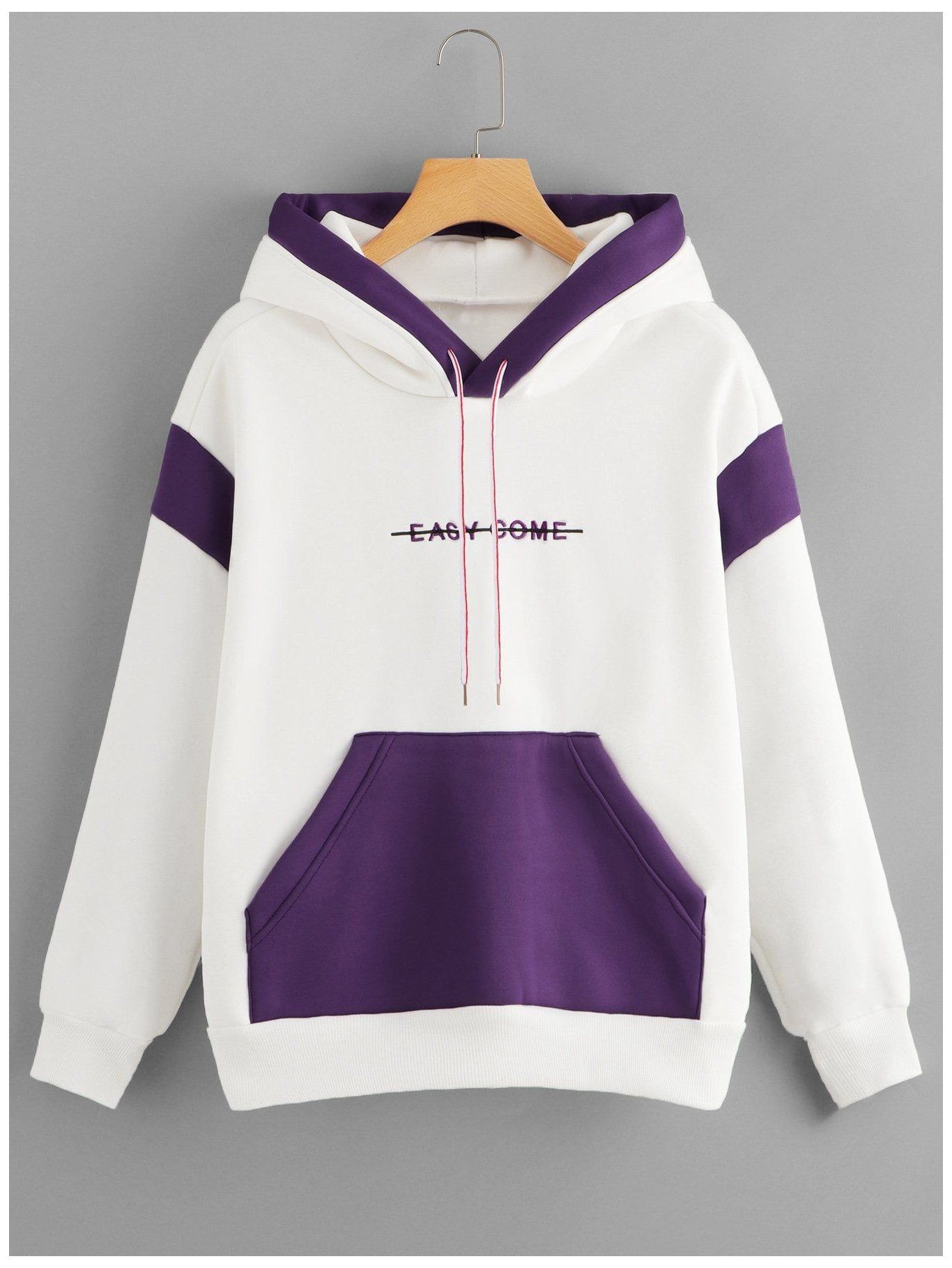 Letter Embroidered Hoodie Color Block Letter Embroidered Hoodiefor Women Romwe Svetsortler Kapusonlu Sweatshirt Moda Kiyafetler